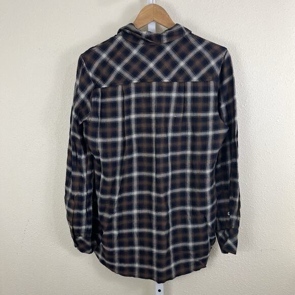 Peruvian Connection Fiona Plaid Ruffle Button Down Shirt M Medium Boho Western - Picture 4 of 6